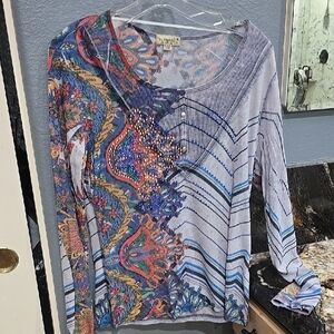 ONE WORLD Multicolor Paisley Blouse